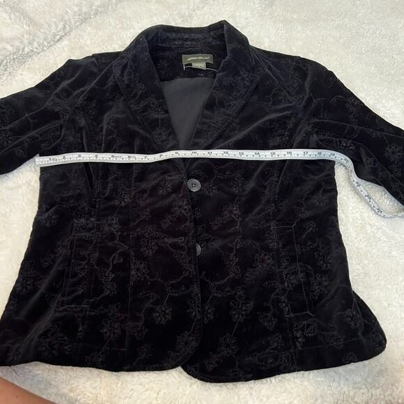 Vtg Eddie Bauer Velvet Blazer Jacket Womens Black 8p Button Pockets Stretch - Picture 5 of 7